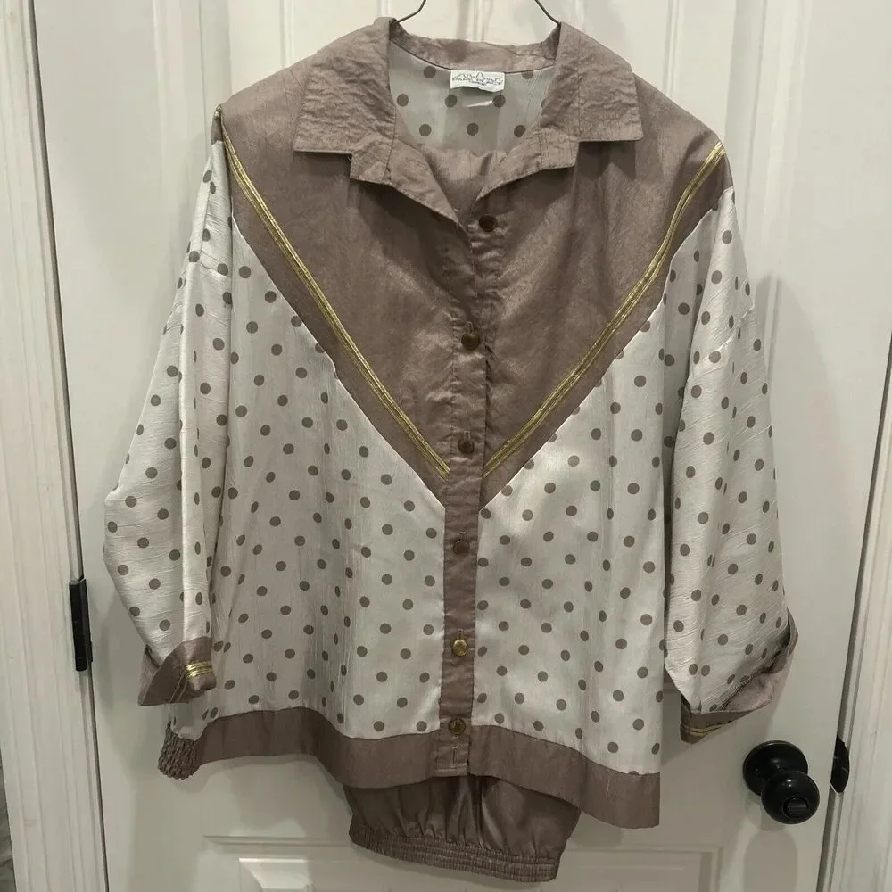 VTG Park Place Embellished Windbreaker Suit Track Jacket With Pants Size XL - Picture 2 of 7